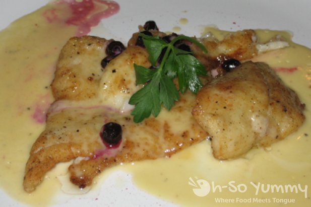 Petrale Sole with Double the Lemon Buerre Blanc and Huckleberries