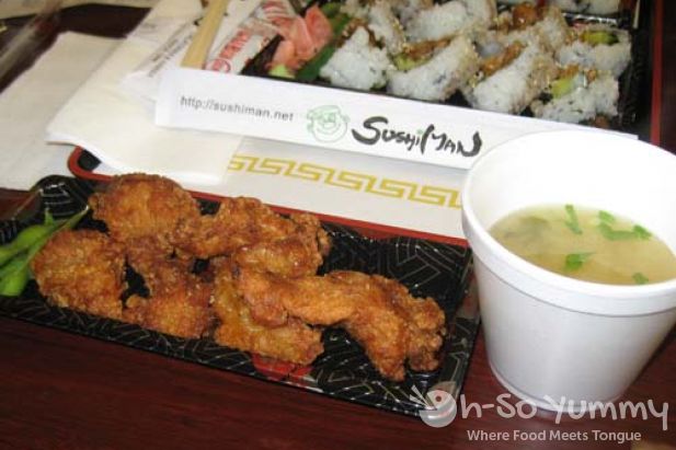 Chicken Karaage and Miso Soup