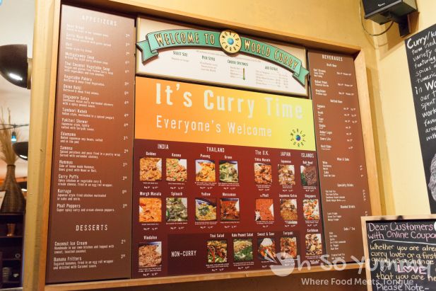 huge menu at World Curry in Pacific Beach San Diego