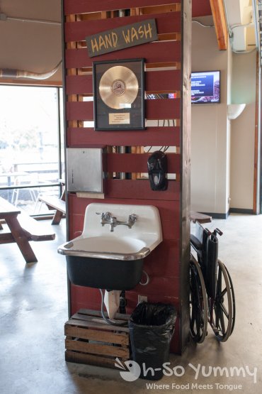 hand wash station at Brazen BBQ in Hillcrest of San Diego hand wash station at Brazen BBQ in Hillcrest of San Diego