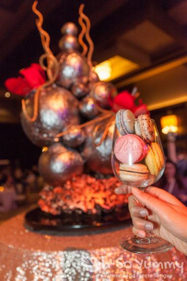 wine glass of macarons and chocolate balls at the 10th Annual Chocolate Decadence at Pechanga Resort and Casino wine glass of macarons and chocolate balls at the 10th Annual Chocolate Decadence at Pechanga Resort and Casino