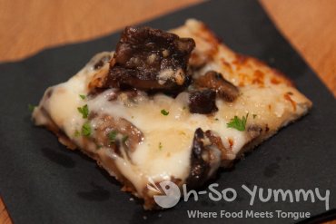 Triple Crown Flatbread with shiitake, crimini and king oyster mushrooms at OB Warehouse in San Diego, CA Triple Crown Flatbread with shiitake, crimini and king oyster mushrooms at OB Warehouse in San Diego, CA