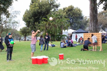giant beer pong and connect4 at Tacotopia giant beer pong and connect4 at Tacotopia