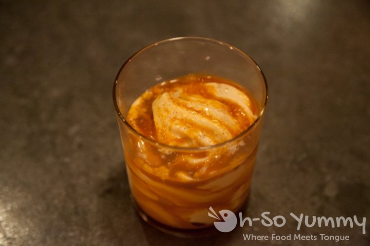 Bravas Bar De Tapas - Vanilla soft serve with Goats Milk Carmel Bravas Bar De Tapas - Vanilla soft serve with Goats Milk Carmel