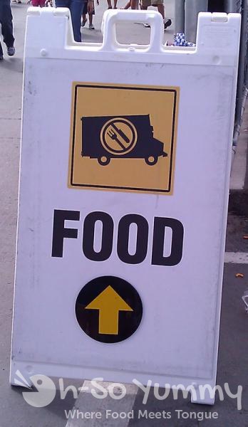 San Diego Food Truck Festival 2011 - food trucks ahead sign San Diego Food Truck Festival 2011 - food trucks ahead sign
