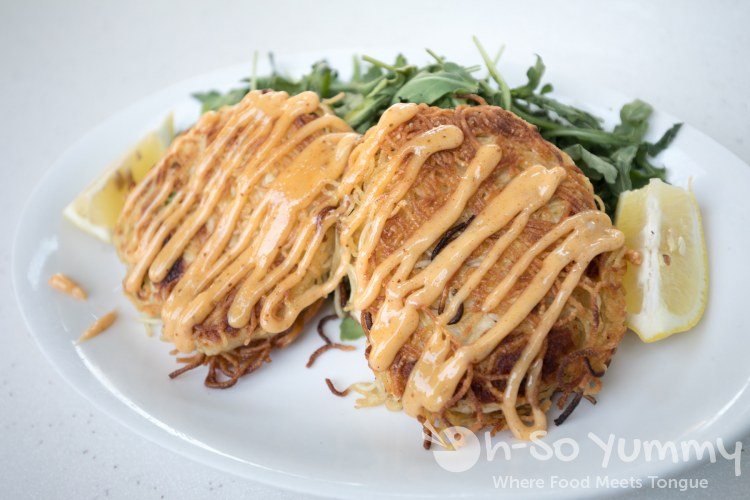 Capellini Crabcakes at The Cottage La Jolla Capellini Crabcakes at The Cottage La Jolla