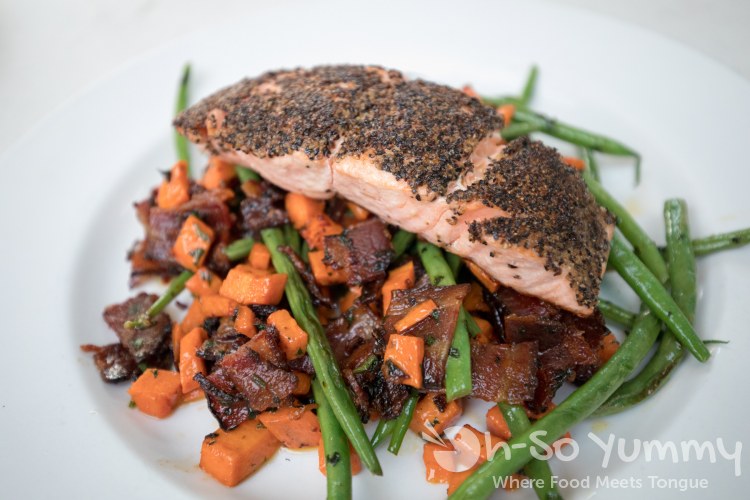 Pepper Crusted Salmon at The Cottage La Jolla Pepper Crusted Salmon at The Cottage La Jolla