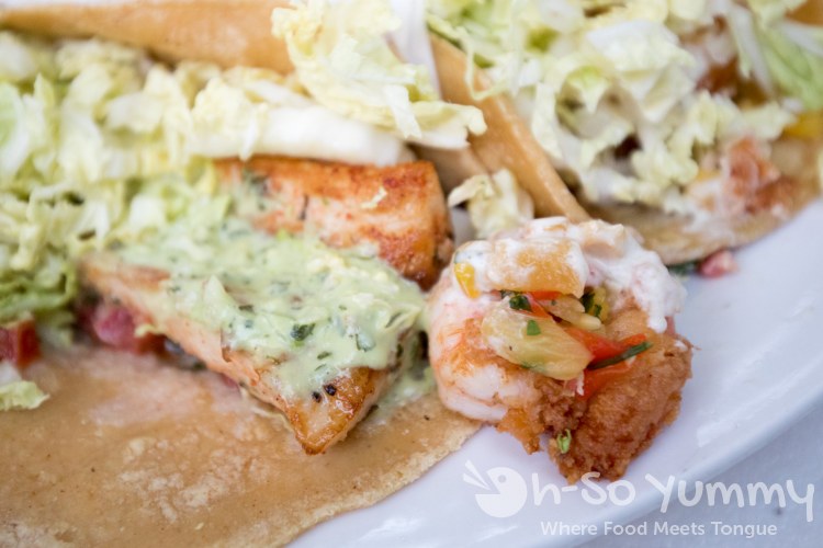closeup of Mahi Tacos and Crispy Fried Shrimp Tacos at The Cottage La Jolla closeup of Mahi Tacos and Crispy Fried Shrimp Tacos at The Cottage La Jolla