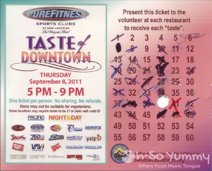 Taste of Downtown San Diego 2011 - ticket Taste of Downtown San Diego 2011 - ticket