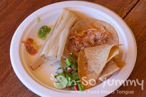 Taste of North Park 2011 - Ranchos Cocina tamale and chicken enchilada Taste of North Park 2011 - Ranchos Cocina tamale and chicken enchilada