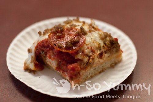 Taste of North Park 2011 - Sicilian Thing Pizza deep dish sausage and pepperoni slice Taste of North Park 2011 - Sicilian Thing Pizza deep dish sausage and pepperoni slice