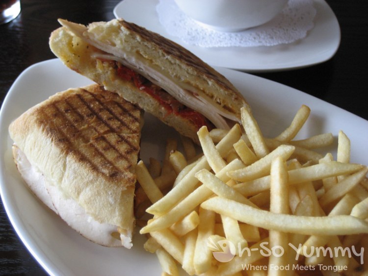 Roasted Chicken Panini w/ Swiss Cheese, Roasted Bell Pepper, Sundried Tomato and Chipotle Mayo Roasted Chicken Panini w/ Swiss Cheese, Roasted Bell Pepper, Sundried Tomato and Chipotle Mayo