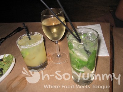 Oro Azul Blanco Margarita, Pinot Grigio, and Virgin Mojito Oro Azul Blanco Margarita, Pinot Grigio, and Virgin Mojito