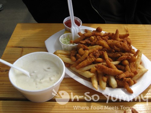 Clam Strip Basket with half a pint of New England Style Clam Chowder Clam Strip Basket with half a pint of New England Style Clam Chowder