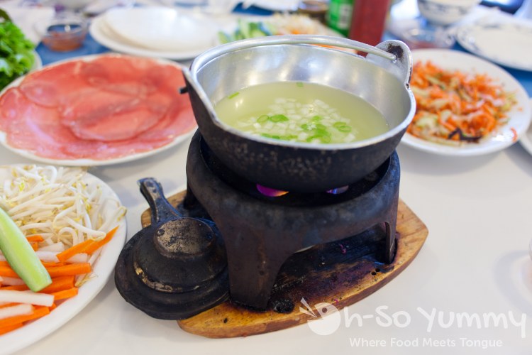 vinegar broth for beef fondue at Anh Hong Restaurant in Garden Grove vinegar broth for beef fondue at Anh Hong Restaurant in Garden Grove