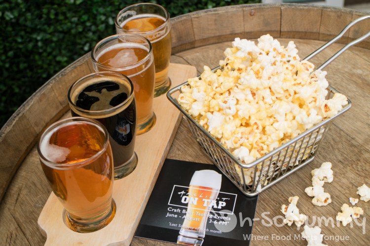 flight of Stone Brewing Co. beers and popcorn at ArcLight on Tap in La Jolla CA flight of Stone Brewing Co. beers and popcorn at ArcLight on Tap in La Jolla CA