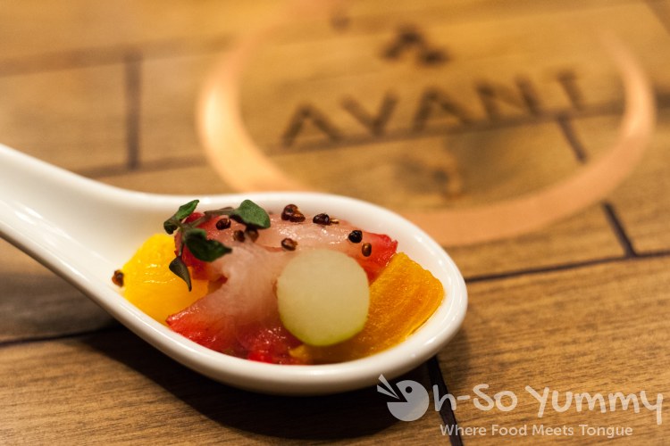 Beet cured Hamachi at AVANT in Rancho Bernardo Inn Beet cured Hamachi at AVANT in Rancho Bernardo Inn