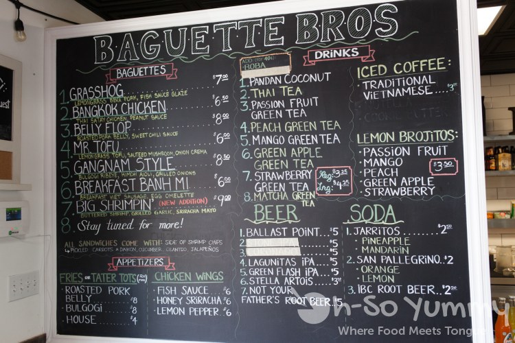 menu for Baguette Bros in Convoy menu for Baguette Bros in Convoy
