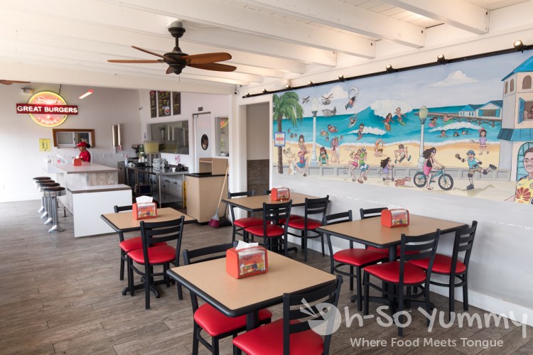 inside of Biggie's Burgers restaurant in Pacific Beach of San Diego inside of Biggie's Burgers restaurant in Pacific Beach of San Diego