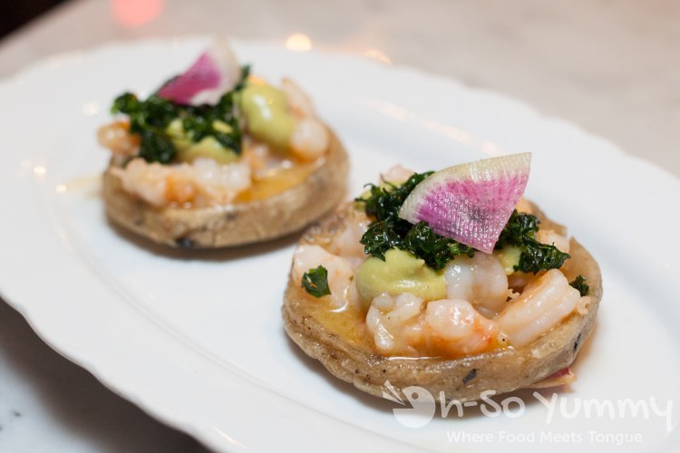 Shrimp and Bone Marrow Sopes at Bracero Cocina de Raiz Shrimp and Bone Marrow Sopes at Bracero Cocina de Raiz