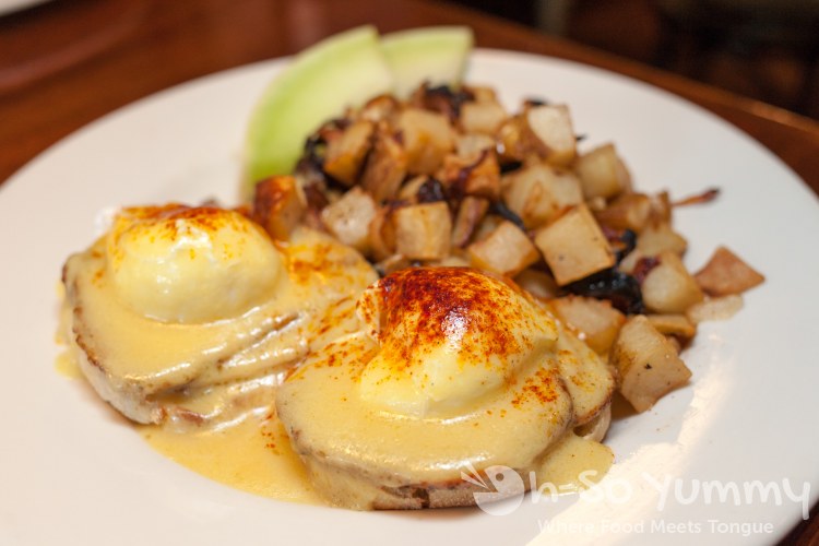 Oscar's Pork Loin Benedict at Brian's 24 in downtown San Diego Oscar's Pork Loin Benedict at Brian's 24 in downtown San Diego