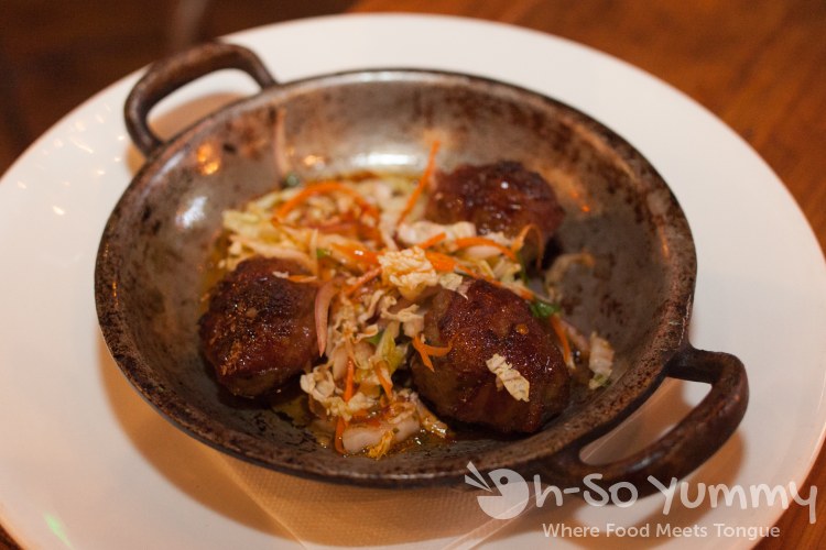 Bacon Wrapped Vietnamese Meatballs at Brooklyn Girl Eatery in San Diego Bacon Wrapped Vietnamese Meatballs at Brooklyn Girl Eatery in San Diego