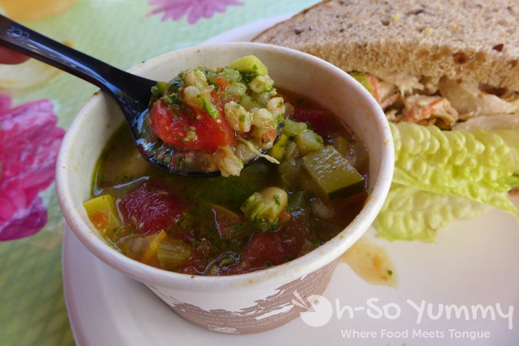 chicken vegetable and farro soup at Cafe Metropole in Avalon on Catalina Island chicken vegetable and farro soup at Cafe Metropole in Avalon on Catalina Island