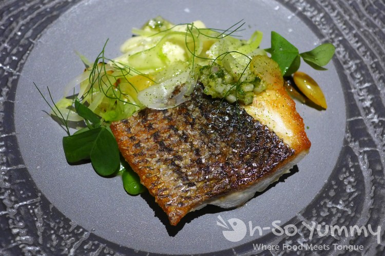 Baja True Striped Bass by Jonathan Bautista from Georges at the Cove Baja True Striped Bass by Jonathan Bautista from Georges at the Cove