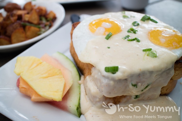 Croque with sunny side eggs at Coaster Saloon in Mission Beach San Diego Croque with sunny side eggs at Coaster Saloon in Mission Beach San Diego