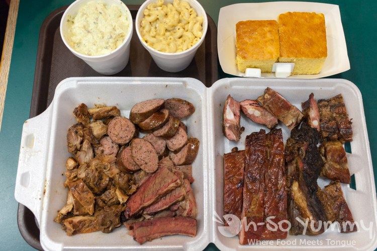 knockout platter and sides at Coops BBQ knockout platter and sides at Coops BBQ