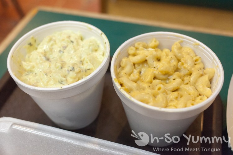 potato salad and macaroni salad at Coops BBQ potato salad and macaroni salad at Coops BBQ