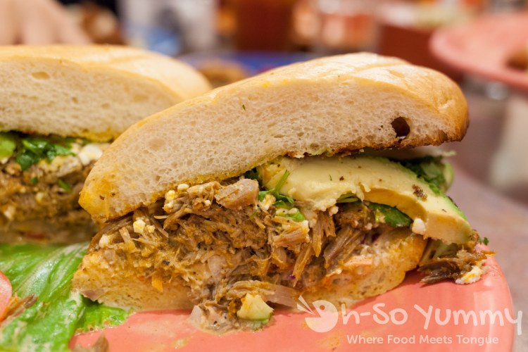 orange anchiote pulled pork at Crest Cafe in Hillcrest orange anchiote pulled pork at Crest Cafe in Hillcrest