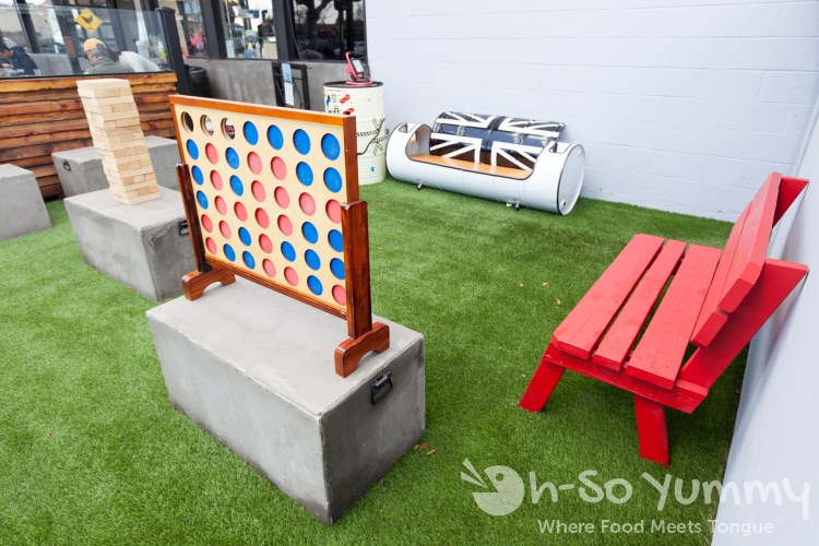 Outdoor play area at Cross Street Chicken and Beer on Convoy Street in San Diego Outdoor play area at Cross Street Chicken and Beer on Convoy Street in San Diego