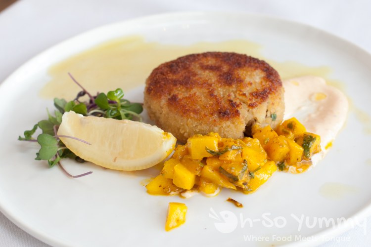 crab cakes at Crudo by Pascal Lorange crab cakes at Crudo by Pascal Lorange