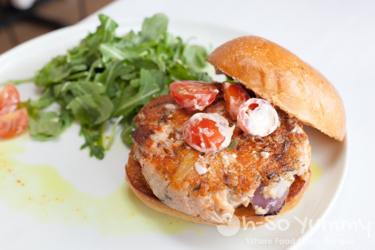 salmon burger at Crudo by Pascal Lorange salmon burger at Crudo by Pascal Lorange