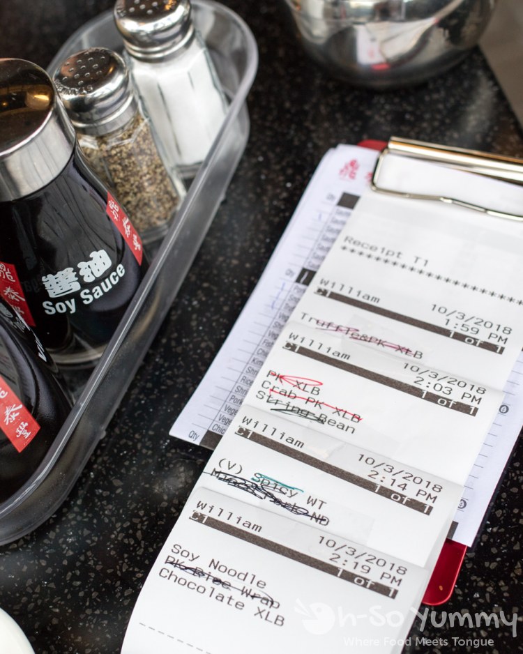 order sheet at Din Tai Fung at UTC Mall in San Diego order sheet at Din Tai Fung at UTC Mall in San Diego