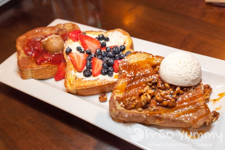 Trio Platter of signature French Toast at Duck Dive in Pacific Beach San Diego Trio Platter of signature French Toast at Duck Dive in Pacific Beach San Diego