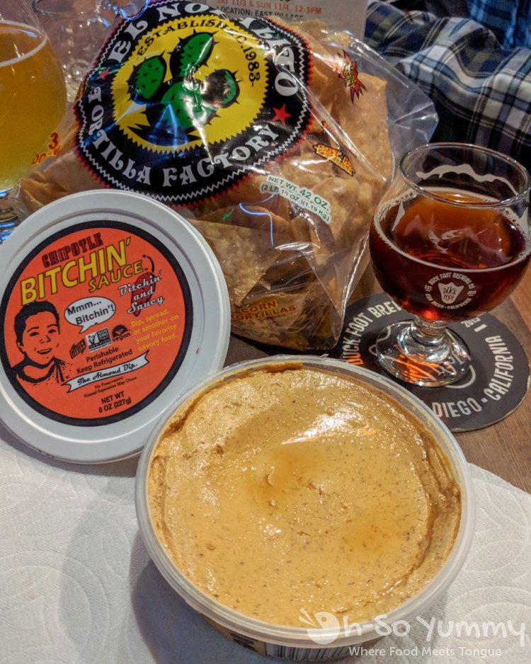 Bitchin' Sauce and chips and beer at Duck Foot Brewing in San Diego Bitchin' Sauce and chips and beer at Duck Foot Brewing in San Diego