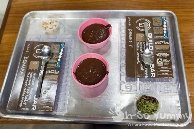 Chocolate molds and mix-ins at Eclipse Chocolate Build A Bar workshop Chocolate molds and mix-ins at Eclipse Chocolate Build A Bar workshop