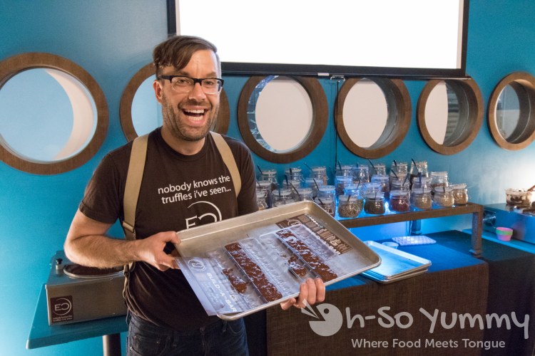 owner and chocolatier Will Gustwiller at Eclipse Chocolate Build A Bar workshop owner and chocolatier Will Gustwiller at Eclipse Chocolate Build A Bar workshop