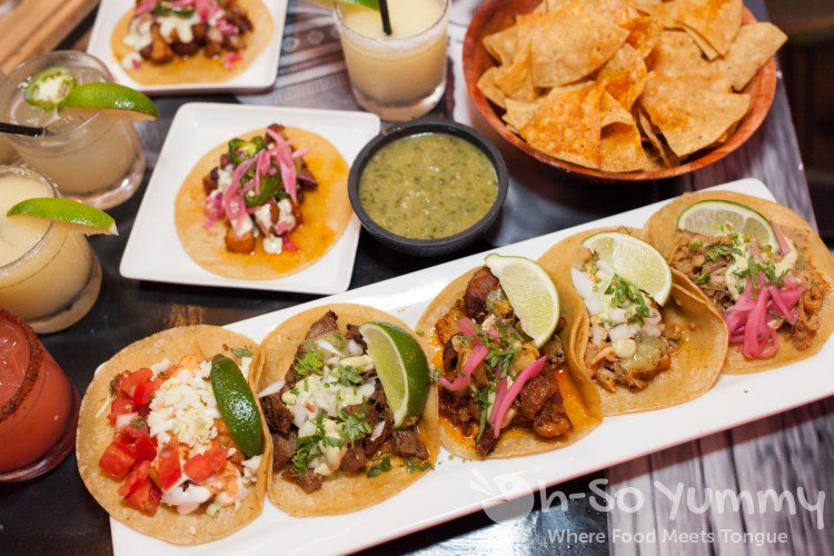 taco flight chips and salsa at El Chingon in San Diego taco flight chips and salsa at El Chingon in San Diego