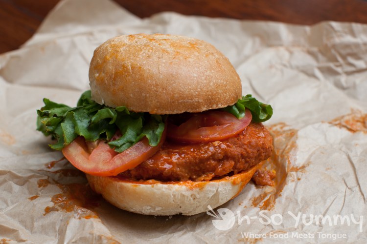 Buffalo Chicken Sandwich at Evolution Fast Food in San Diego Buffalo Chicken Sandwich at Evolution Fast Food in San Diego