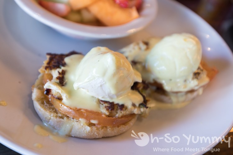 Crab Cake Benedict at Farmer's Table Bay Park in San Diego Crab Cake Benedict at Farmer's Table Bay Park in San Diego