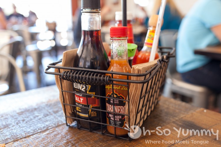 condiment basket at Fish District in the Carmel Mountain plaza in San Diego condiment basket at Fish District in the Carmel Mountain plaza in San Diego