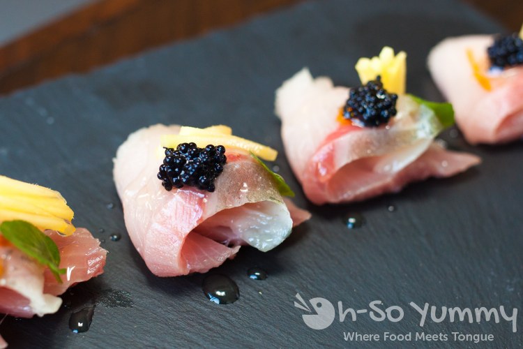 mango hamachi from the crudo bar at Fishmonger's Market in San Diego mango hamachi from the crudo bar at Fishmonger's Market in San Diego