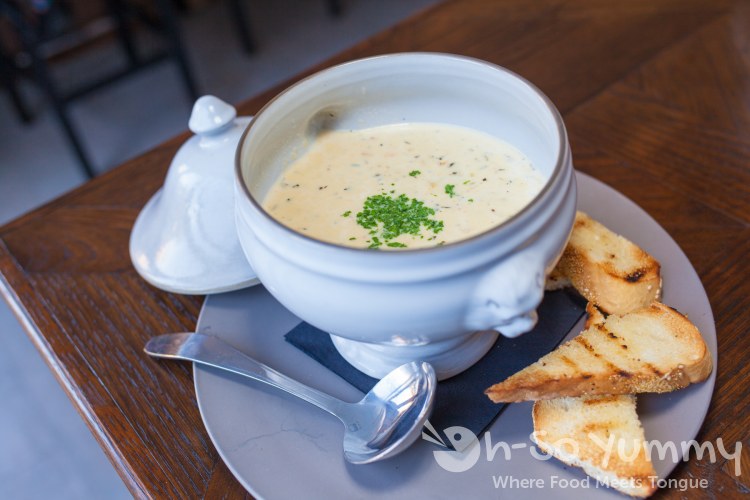 New England Style Clam Chowder at Fishmonger's Market in San Diego New England Style Clam Chowder at Fishmonger's Market in San Diego