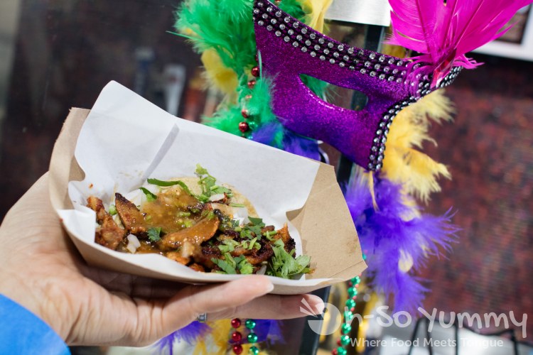 Adobada from Tacos el Cabron at Gaslamp Mardi Gras Beads Bites and Booze Tour Adobada from Tacos el Cabron at Gaslamp Mardi Gras Beads Bites and Booze Tour