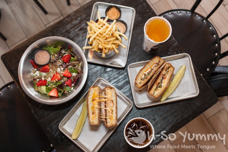 grilled cheese fries and salad at Grater Grilled Cheese in La Jolla grilled cheese fries and salad at Grater Grilled Cheese in La Jolla