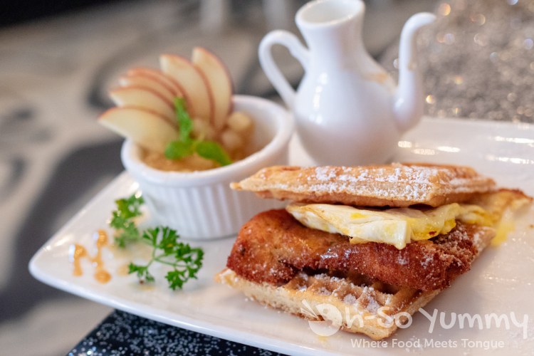chicken waffle sandwich at Lazy Hippo in downtown San Diego chicken waffle sandwich at Lazy Hippo in downtown San Diego