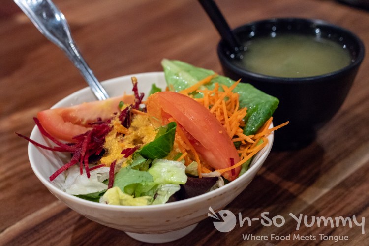 Side of Salad and Miso Soup at Little Sakana in Mira Mesa Mall Side of Salad and Miso Soup at Little Sakana in Mira Mesa Mall